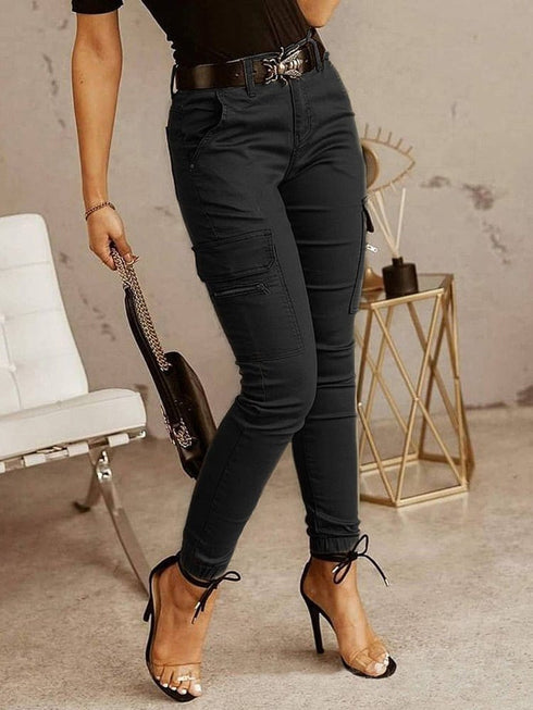 womens-pants-low-waist-buttoned-solid-color-leggings