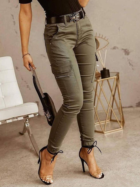 womens-pants-low-waist-buttoned-solid-color-leggings