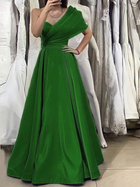 womens-dresses-solid-one-shoulder-slim-fit-swing-dress