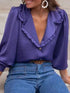 Stylish Single-Breasted Blouses with Ruffled Lapel