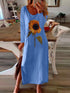 womens-dresses-sunflower-print-slit-long-sleeve-dress