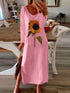 womens-dresses-sunflower-print-slit-long-sleeve-dress