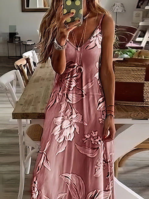 holiday-dress-with-sling-print-maxi-dress