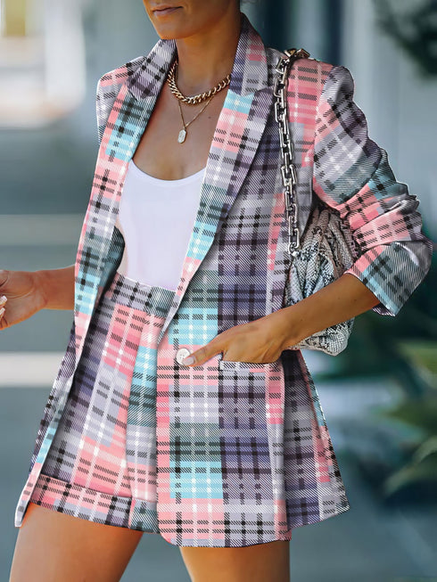 womens-sets-printed-lapel-blazers-shorts-two-piece-set