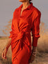 womens-dresses-tie-high-waist-long-sleeve-slit-dress
