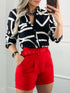 Button Up Fashion Print Long Sleeve Women's Blouse - V-Neck - Halter - Lightweight