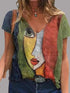 abstract-character-print-v-neck-short-sleeve-t-shirts