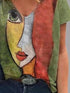 abstract-character-print-v-neck-short-sleeve-t-shirts