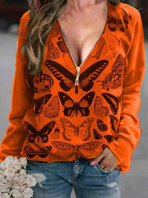 womens-t-shirts-v-neck-butterfly-print-zipper-long-sleeve-t-shirt
