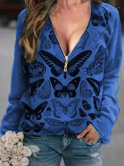 womens-t-shirts-v-neck-butterfly-print-zipper-long-sleeve-t-shirt