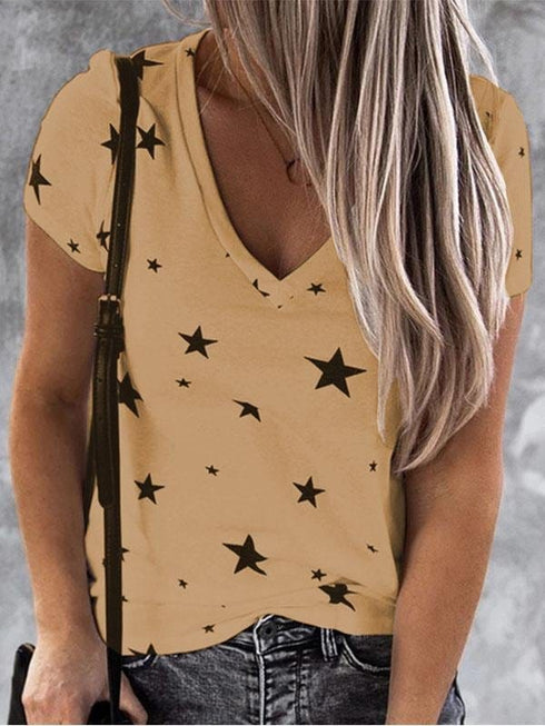 v-neck-star-print-short-sleeved-t-shirt