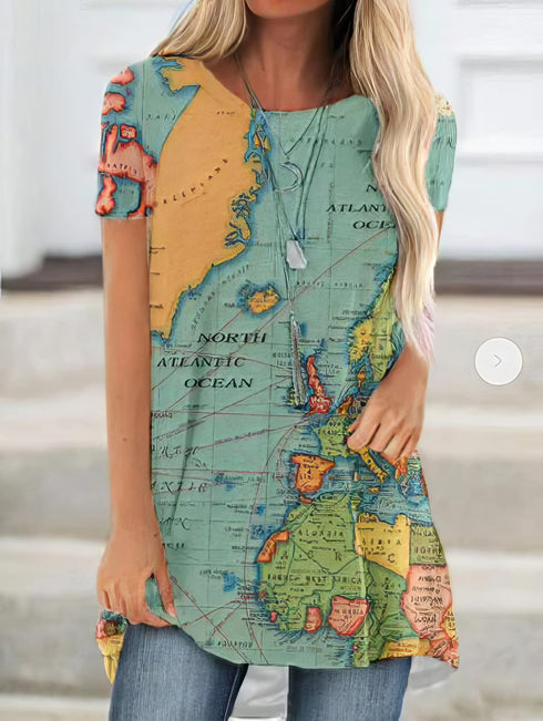 loose-map-print-short-sleeved-t-shirt