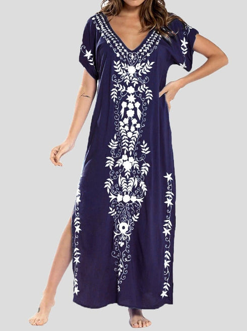 womens-dresses-loose-v-neck-vintage-print-slit-maxi-dress