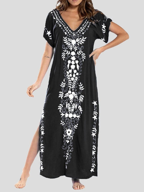 womens-dresses-loose-v-neck-vintage-print-slit-maxi-dress
