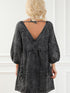 Chic Black Denim Babydoll Mini Dress with Puff Sleeves