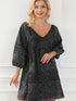 Chic Black Denim Babydoll Mini Dress with Puff Sleeves