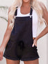 Vintage Gray Washed Drawstring Short Dungarees