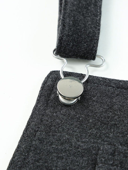 Vintage Gray Washed Drawstring Short Dungarees