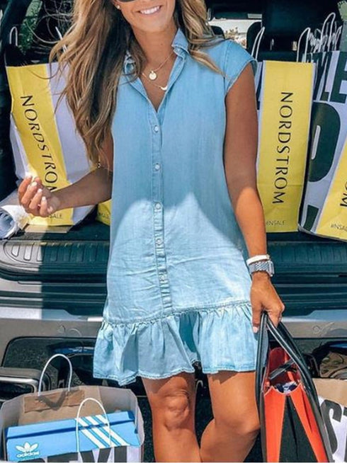 womens-dresses-lapel-button-sleeveless-ruffle-dress