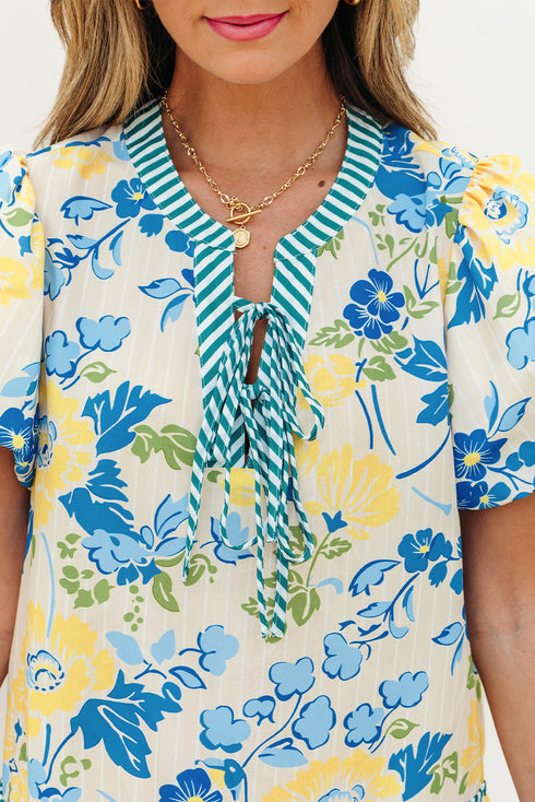 womens blue floral dress