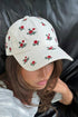 White Rose Flower Embroidered Baseball Cap