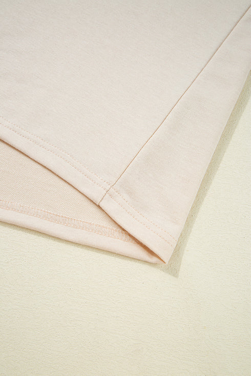 Beige Vibrant Striped Detail Athleisure 2pcs Short Set