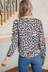 Multicolour Leopard Print Contrast Patchwork Cuffs Button Collared Top