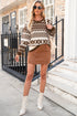 Brown Abstract Print Pullover Sweater