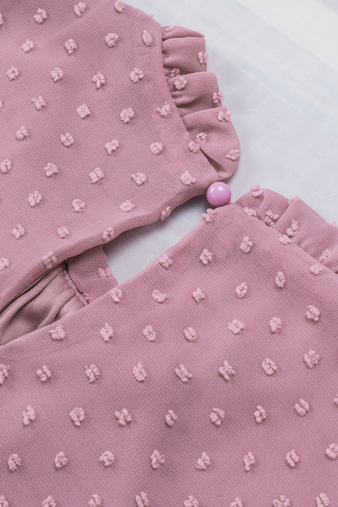Pink Swiss Dot Sleeveless Ruffle Tank