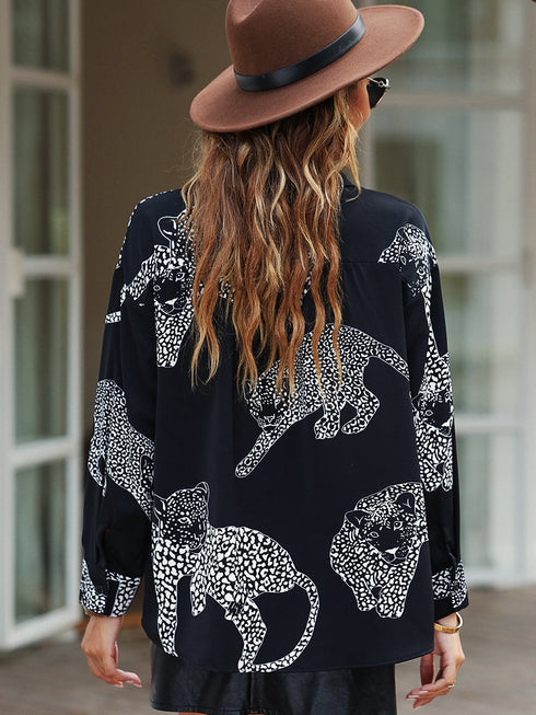 tempting-printed-lapel-single-breasted-long-sleeved-blouses