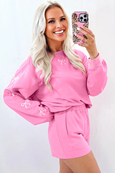 bow embroidered 2pcs set