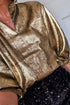 Gold Metallic Split Neck Half Sleeve Blouse