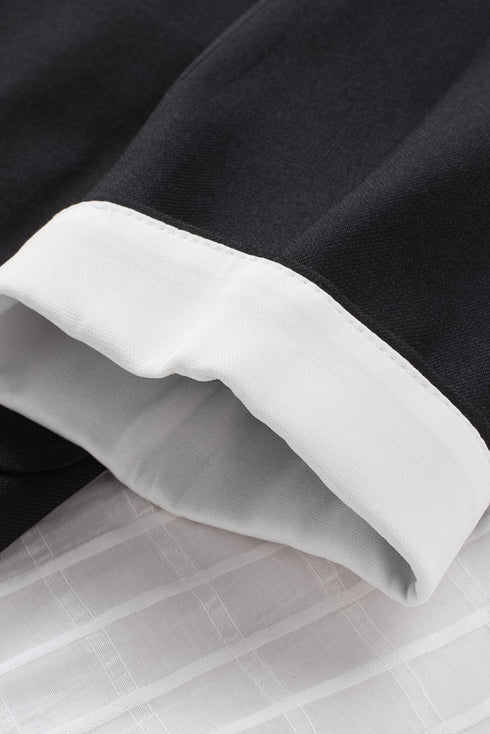 ruched-solid-color-open-front-buttonless-placket-casual-blazer