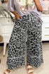 Gray Leopard Wide Leg Cropped Pants