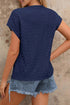Sail Blue Solid Color Textured Batwing Sleeve Tee