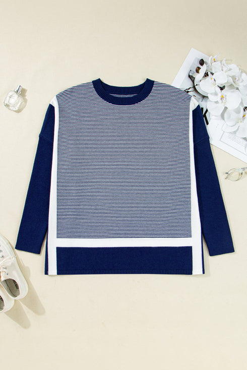 color block knit sweater