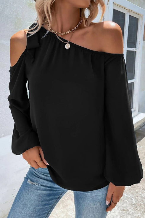 womens-blouses-chiffon-temperament-off-shoulder-tie-loose-blouse