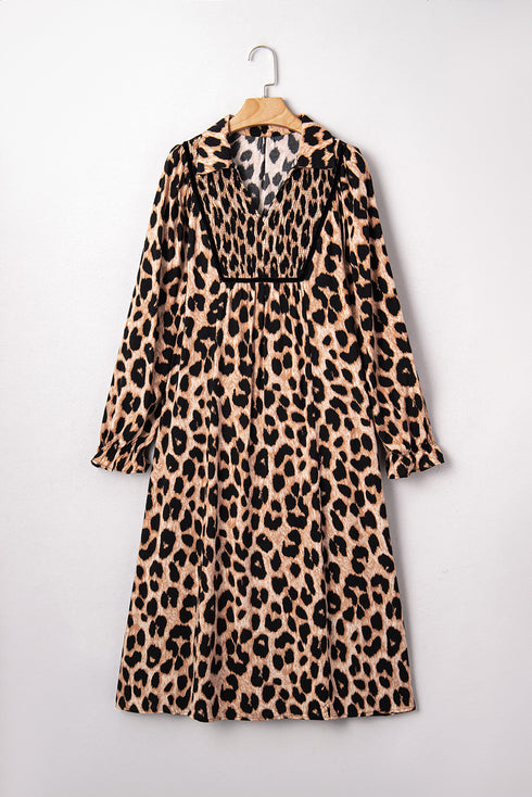 leopard print midi dress