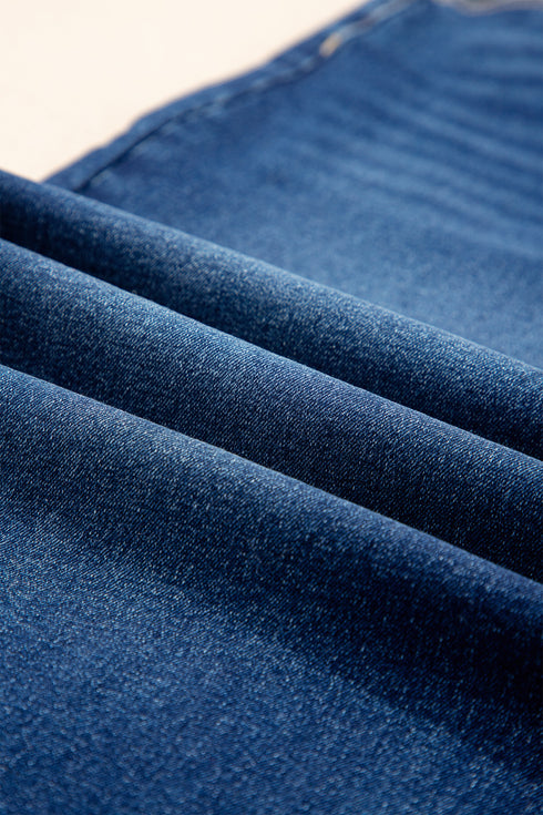 Blue Acid Wash Contrast Lace-up Plus Size Jeans