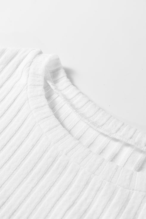 white ribbed knit top