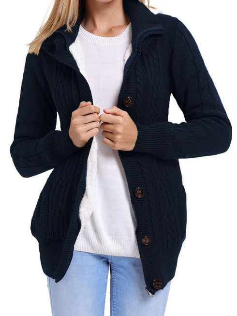 navy-blue-long-sleeve-button-up-hooded-cardigans