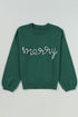 Blackish Green Pearl Beaded Merry Casual Sweater
