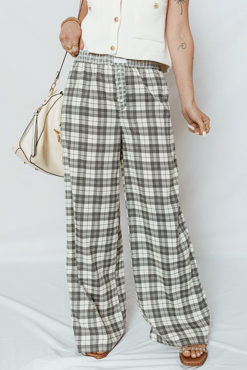 plaid wide leg pants