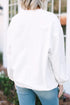 White Plus Size Twisted Ribbed XOXO Valentines Heart Detail Embroidered Sweatshirt