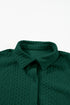 Blackish Green Cable Texture Puff Sleeve Loose Shacket