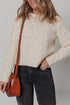 Beige Cable Knit Pearl Embellished Sweater