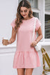 Apricot Pink Solid Color Cap Sleeve Drop Waist T Shirt Dress