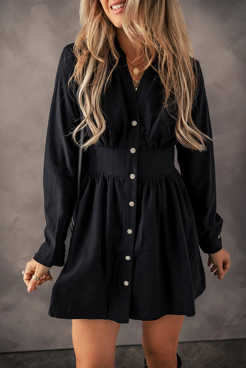 black-mini-shirt-dress