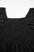 Black Square Neck Ruched Puff Sleeve Romper