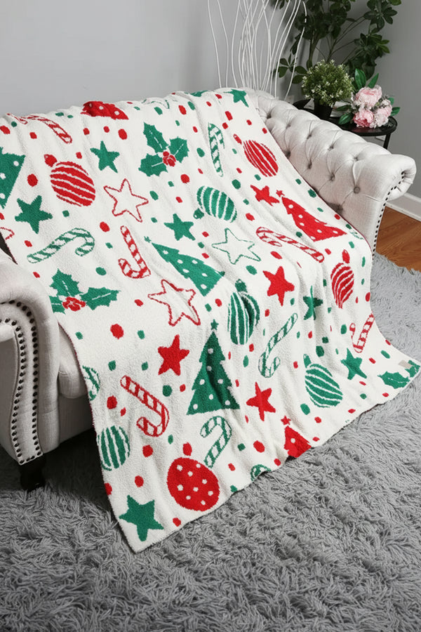 White Christmas Elements Sherpa Throw Blanket